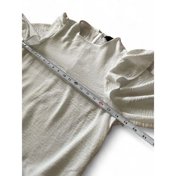 ASOS Design White Ruffle Blouse US 8 EU 40 Long Sleeve Peplum Feminine Style - Picture 2 of 8